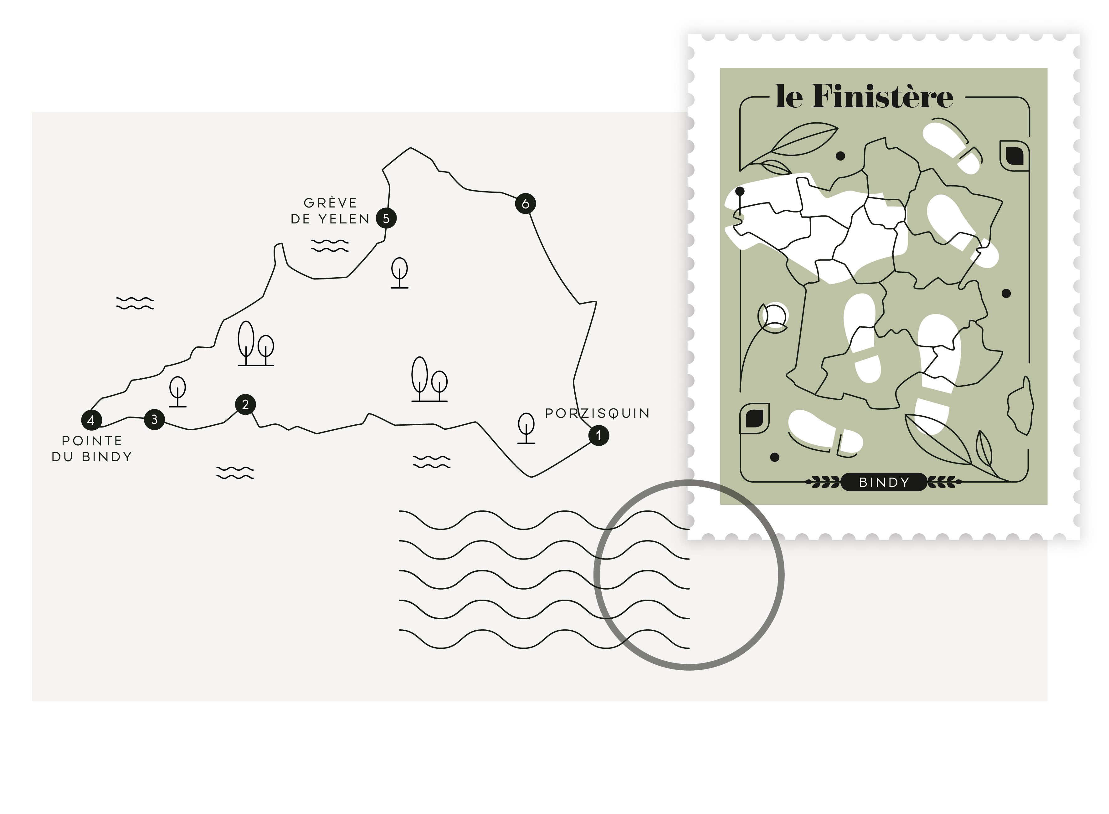 Carte illustrée par lamandarinee, itinéraire randonnée du Bindy