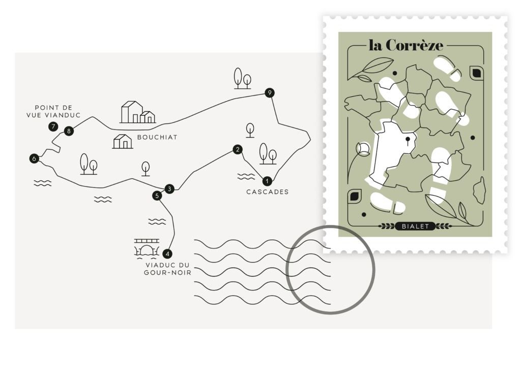 Carte illustrée par lamandarinee, itinéraire randonnée des cascades de Bialet